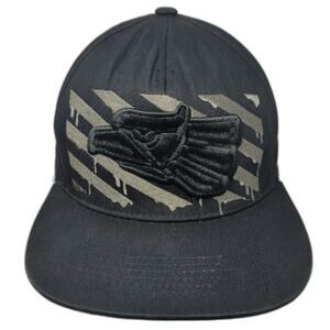 Top Level 5 Panel Black Hat One Size Snapback Eagle MEX Graphic Under Visor